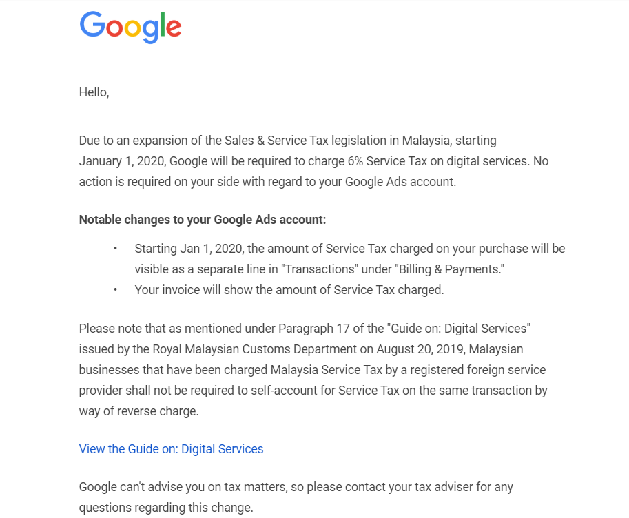 google ads tax on malaysia